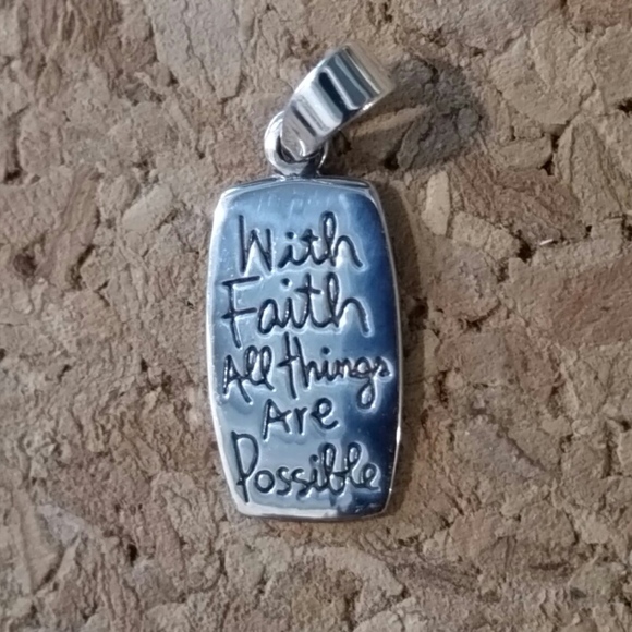 925e Jewelry - With Faith All Things Are Possible Silver Dog tag 925e Jewelry - With Faith All Things Are Possible Silver Dog tag